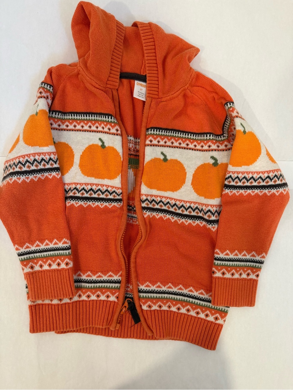 Gymboree Orange Hooded Pumpkin Zip Sweater